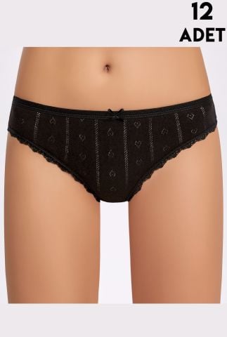 İlke 273 (M-L-XL) Jakarlı Dantelli Bayan Bikini12'li