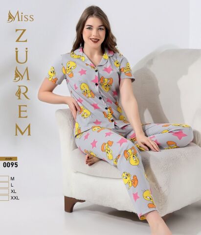 Zümrem 0095 Bebe Yaka Kısa Kollu Bayan Pijama Takım 4'lü