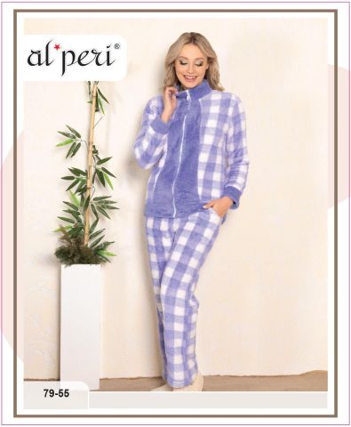 Alperi 79-55 Polar Bayan Uzun Kollu Pijama Takımı 4'lü
