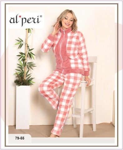 Alperi 79-55 Polar Bayan Uzun Kollu Pijama Takımı 4'lü