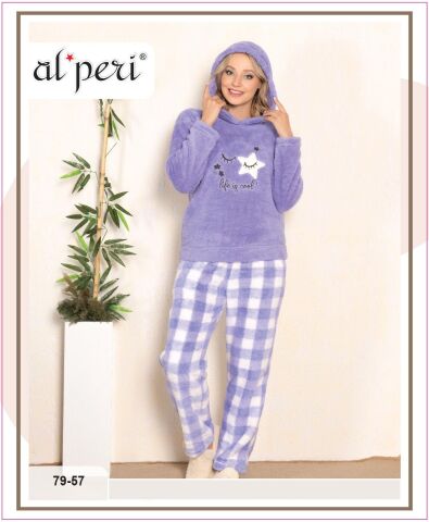 Alperi 79-57 Polar Bayan Uzun Kollu Pijama Takımı 4'lü