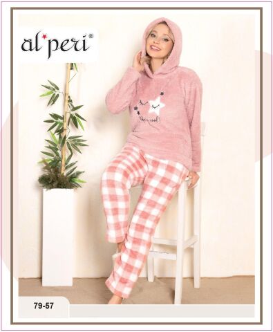 Alperi 79-57 Polar Bayan Uzun Kollu Pijama Takımı 4'lü