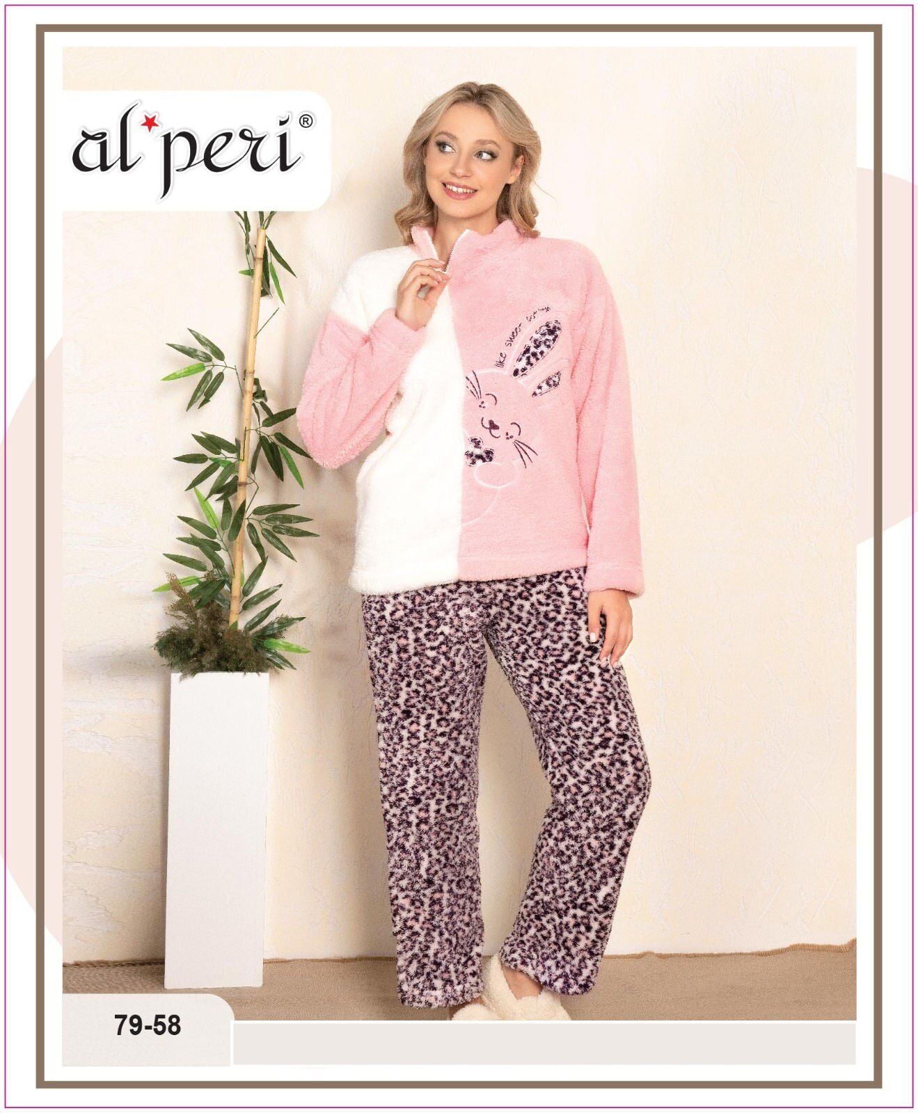 Alperi 79-58 Polar Bayan Uzun Kollu Pijama Takımı 4'lü