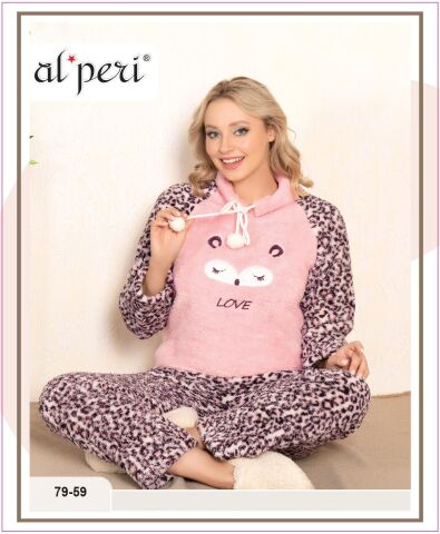 Alperi 79-59 Polar Bayan Uzun Kollu Pijama Takımı 4'lü