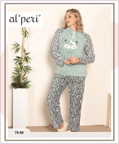 Alperi 79-59 Polar Bayan Uzun Kollu Pijama Takımı 4'lü