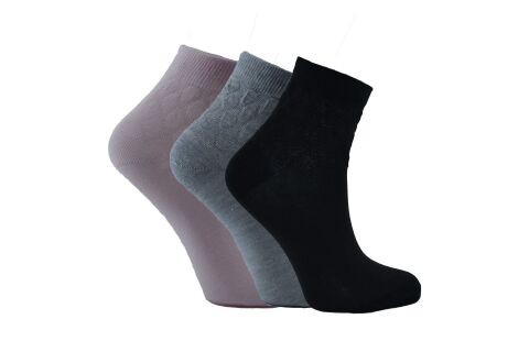 Şirin 4035-1 (36-40) Dikişsiz Bayan Yarım Konç Desenli Penye Patik Çorap 12'li