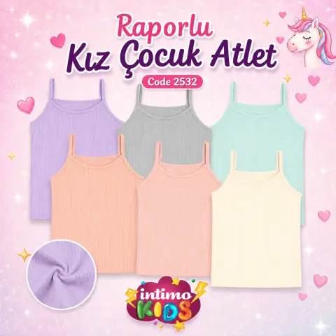 İntimo 2532 İp Askılı Raporlu Kız Çocuk Atlet 6'lı