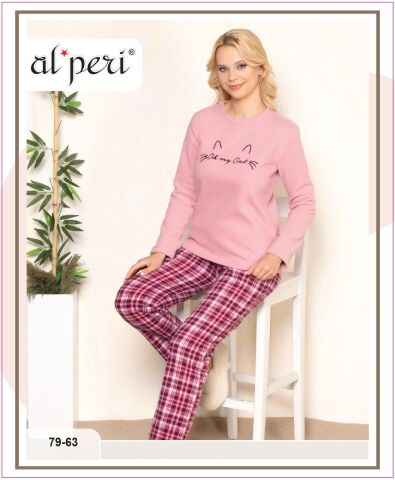 Alperi 79-63 Velsoft Bayan Uzun Kollu Pijama Takımı 4'lü