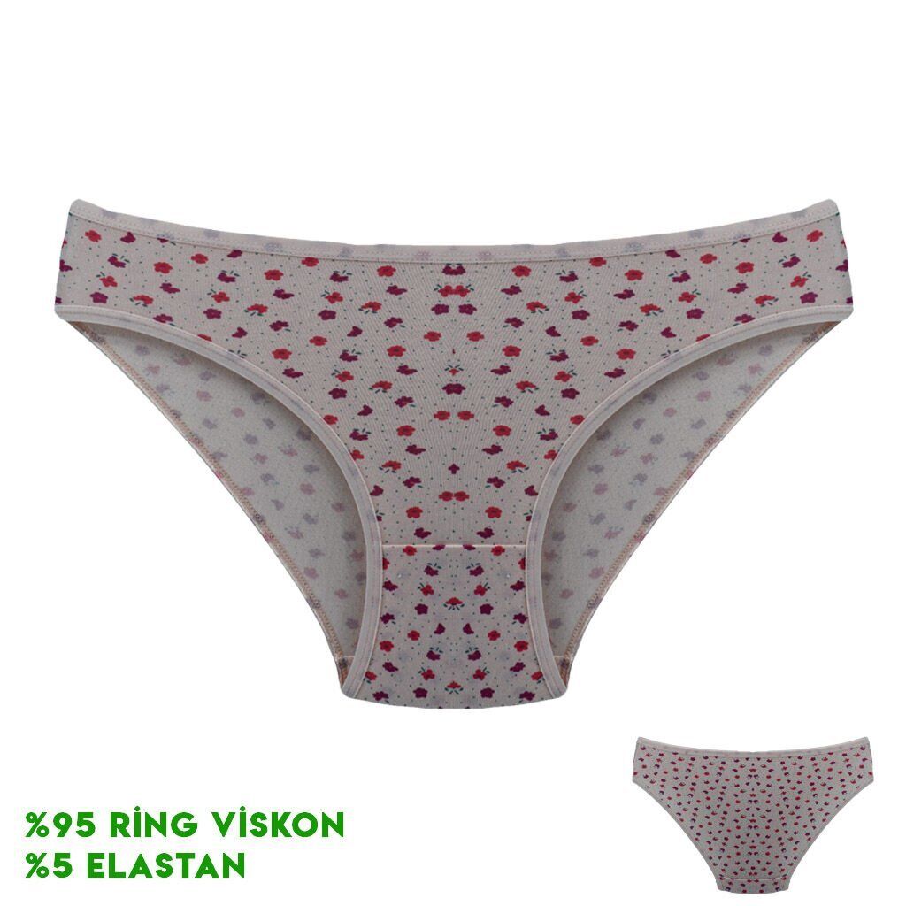 Dondeza 164-1 (M) Desenli Viscon Bayan Bikini 12'li