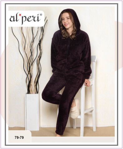 Alperi 79-79 Polar Bayan Uzun Kollu Pijama Takımı 4'lü
