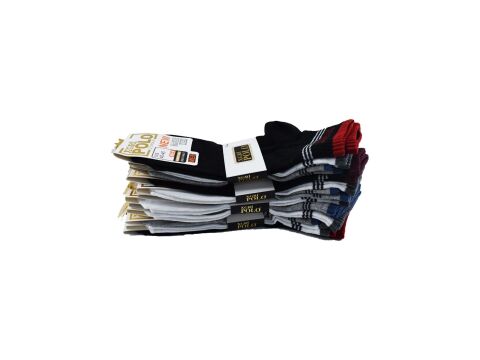 XGRİ POLO (E-E-7-5) Erkek Uzun Konç Patik 12'li