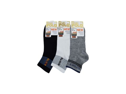 XGRİ POLO (E-E-7-7) Erkek Uzun Konç Patik 12'li