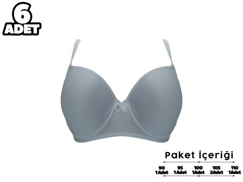 Liza 2120 Beyaz C Cup Balenli Desteksiz Bayan Sütyen 6'lı