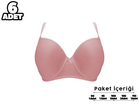 Liza 2120 Pudra C Cup Balenli Desteksiz Bayan Sütyen 6'lı
