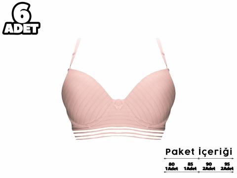 Liza 2170 Pudra Misinalı Balenli Desteksiz Sütyen 6'lı