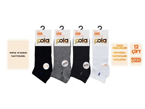 Pola 4150-24 Yazlık Erkek Modal Patik 12'li