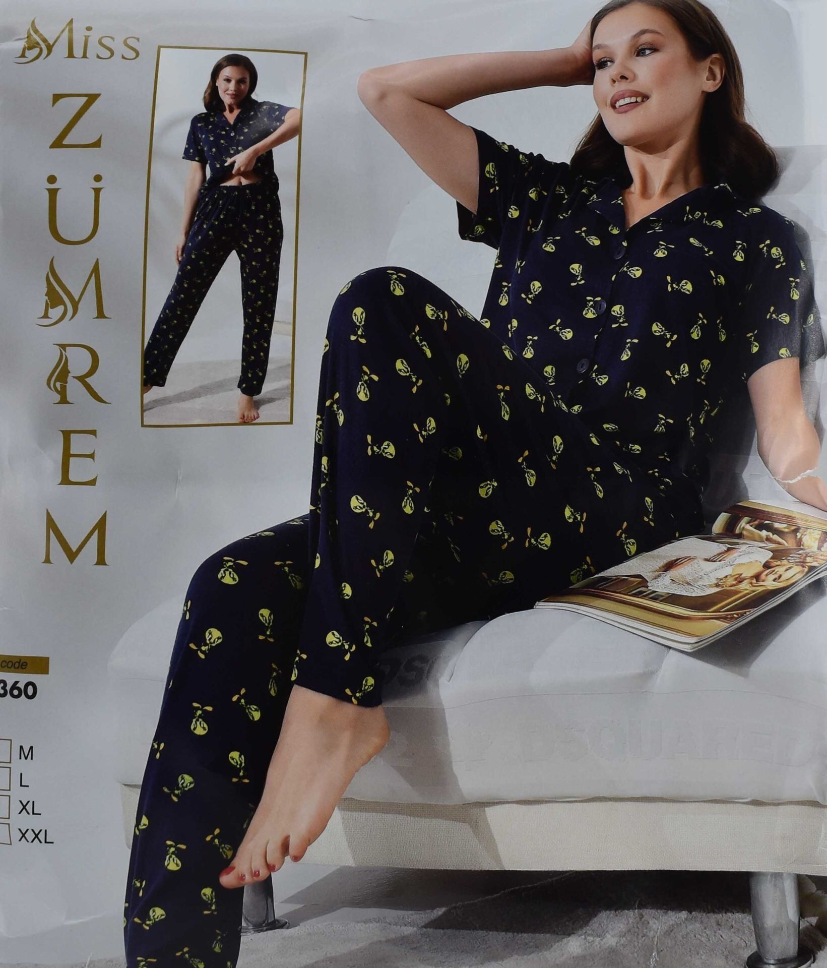 Zümrem 360 Rink Viskon 5 Düğmeli Kısa Kollu Bayan Pijama Takımı 4'lü