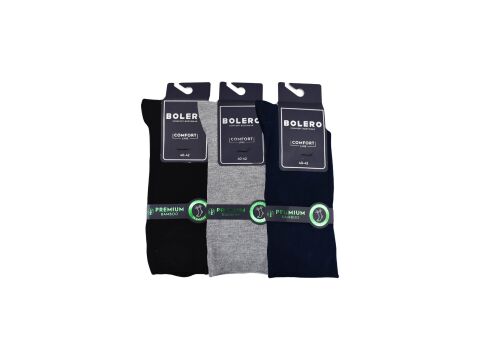 Bolero E-22 (43-46 NO) Rahat Lastik Dikişsiz Bambu Erkek Şeker Çorap 12'li