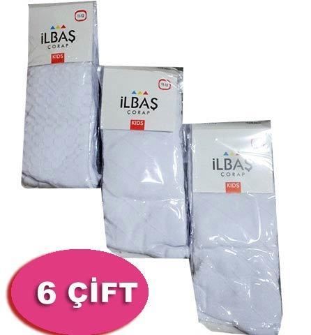 İlbaş Beyaz Kabartma Kız Çocuk Külotlu Çorap 6'lı