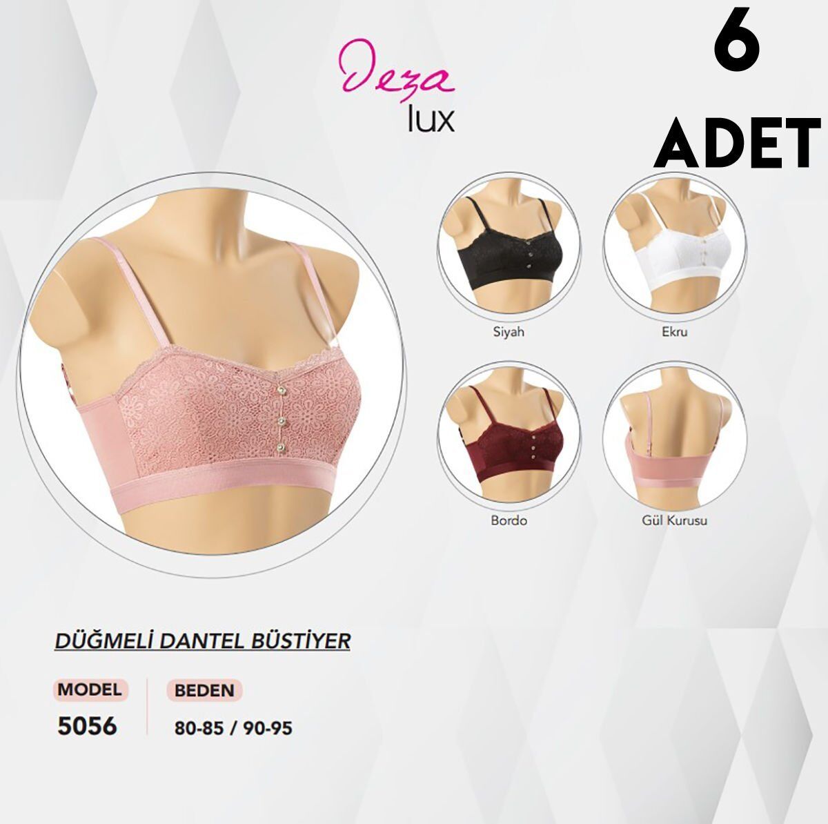 Dondeza 5056 Düğmeli Dantel Bayan Bustiyer 6'lı