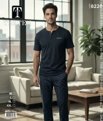 Tekten 8220 (M-L-XL-XXL) Erkek Uzun Kollu Pijama Takım