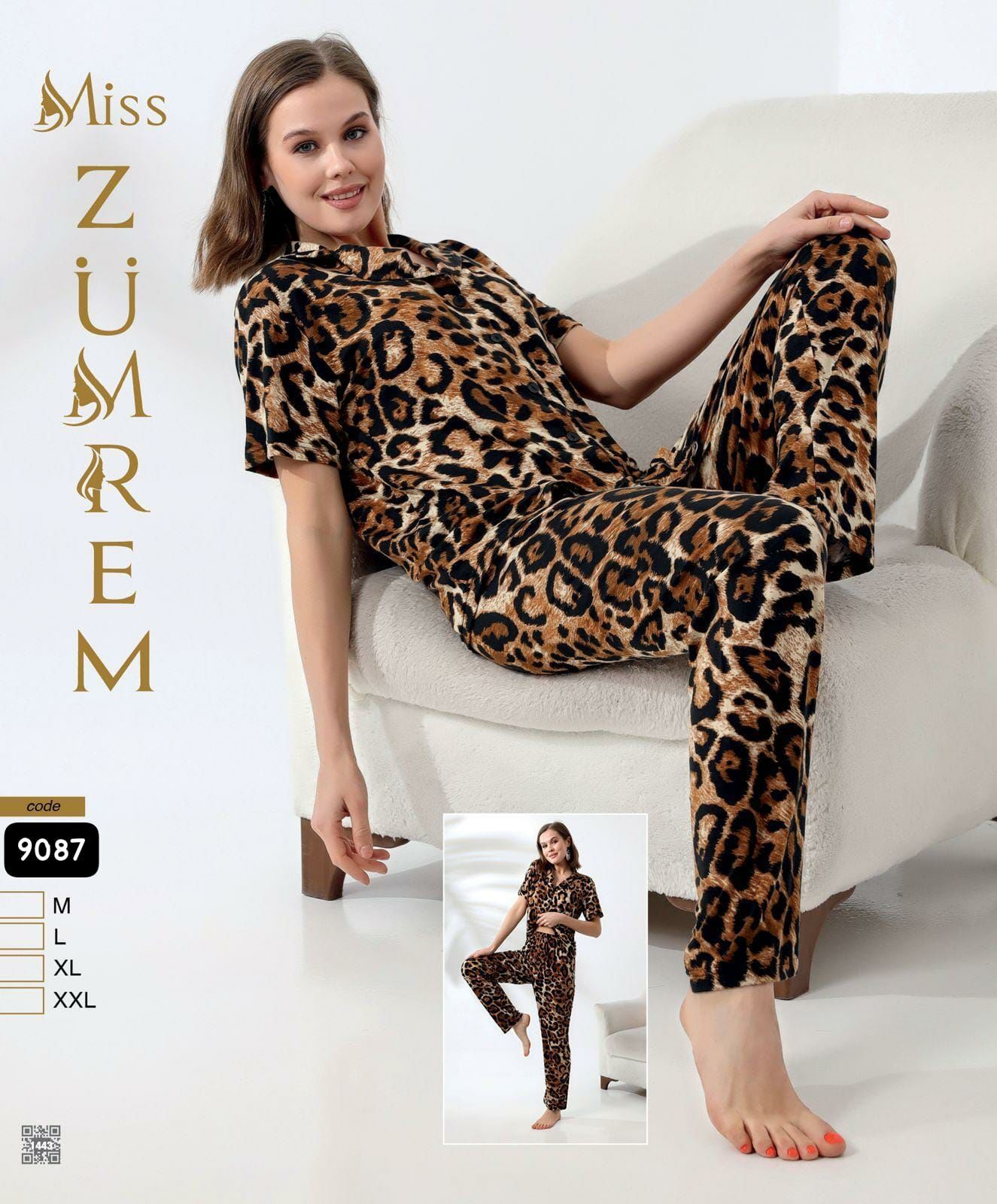 Zümrem 9087 Rink Viskon 5 Düğmeli Kısa Kollu Bayan Pijama Takımı 4'lü