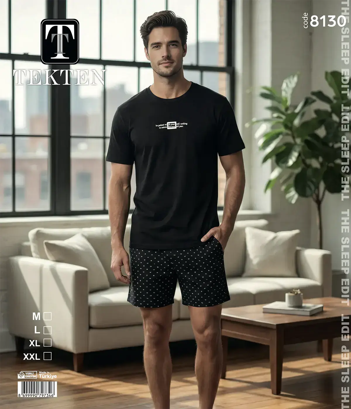 Tekten 8130 (M-L-XL-XXL) Erkek Kısa Kollu Şortlu Takım