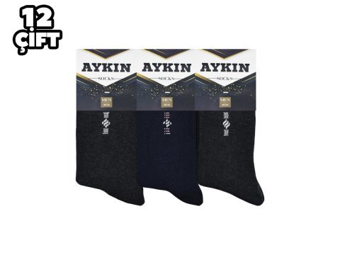Aykın 001 Kuşaklı Erkek Penye Likralı Çorap 12'li