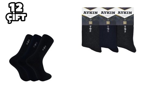 Aykın 001 Kuşaklı Erkek Penye Likralı Çorap 12'li
