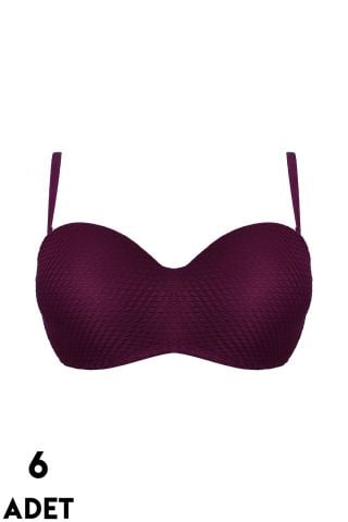 Liza 2300 Mor Balenli Desteksiz Jakarlı Lotus Cup Sütyen 6'lı