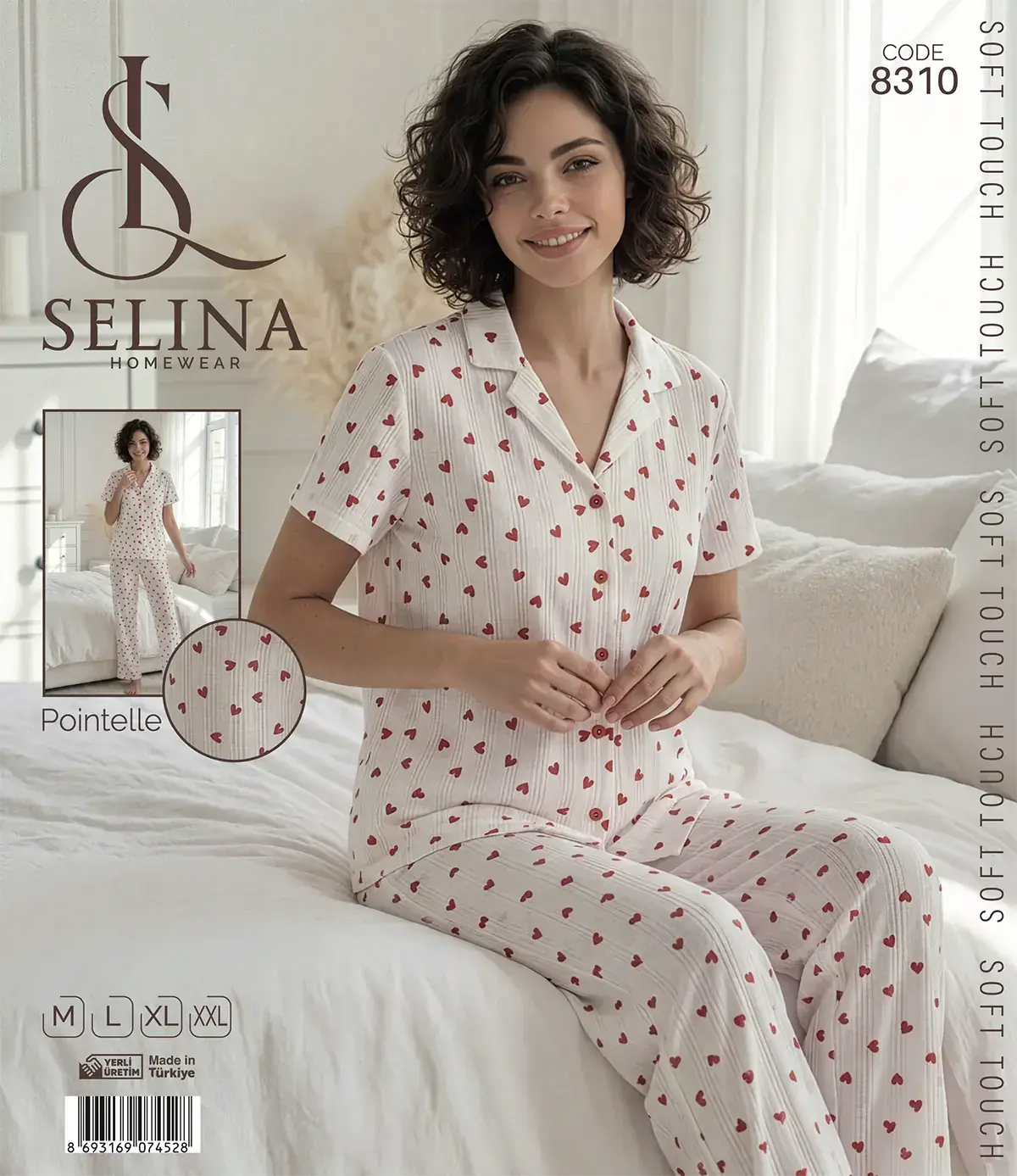 Selina 8310 (M-L-XL-XXL) Bayan Kısa Kollu Pijama Takım