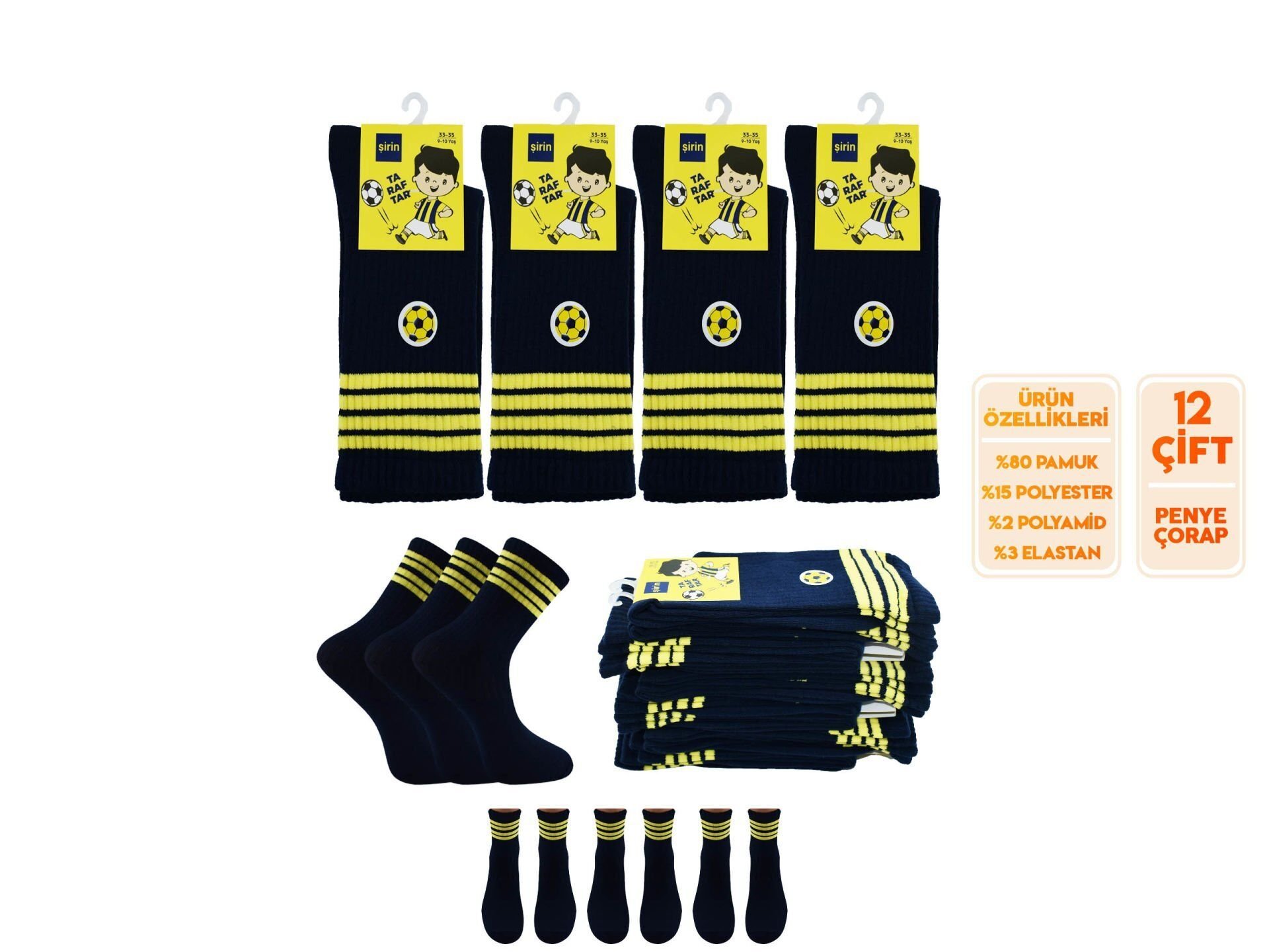 Şirin 006-FB Taraftar Çocuk Futbol Çorap 12'li