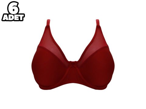 Liza 2020 Kırmızı C Cup Balenli Desteksiz Sütyen 6'lı