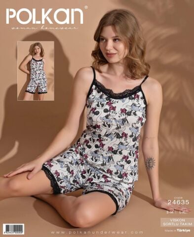 Polkan 24635 Beden (SM-LXL) Viskon Bayan Şortlu Takım 6'lı