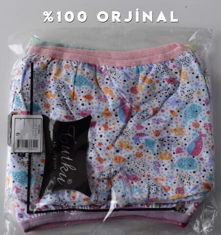 Tutku 0849 Elestan Empirme Kız Çocuk Boxer Şort 6'lı