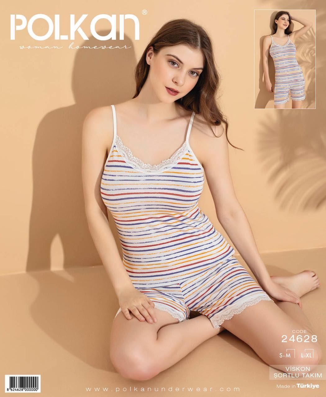 Polkan 24628 Beden (SM-LXL) Viskon Bayan Şortlu Takım 6'lı