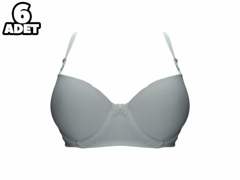Liza 2090 C Cup Ekru Jakarlı Bayan Desteksiz Sütyen 6'lı