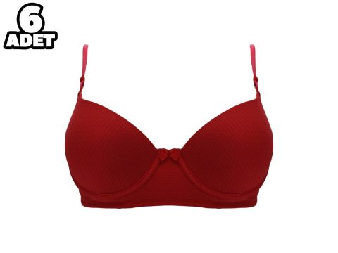 Liza 2090 C Cup Kırmızı Jakarlı Bayan Desteksiz Sütyen 6'lı