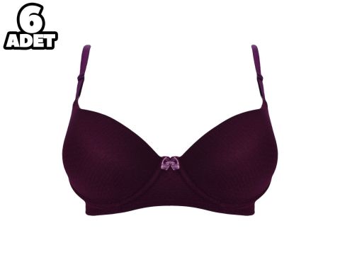 Liza 2090 C Cup Mor Jakarlı Bayan Desteksiz Sütyen 6'lı
