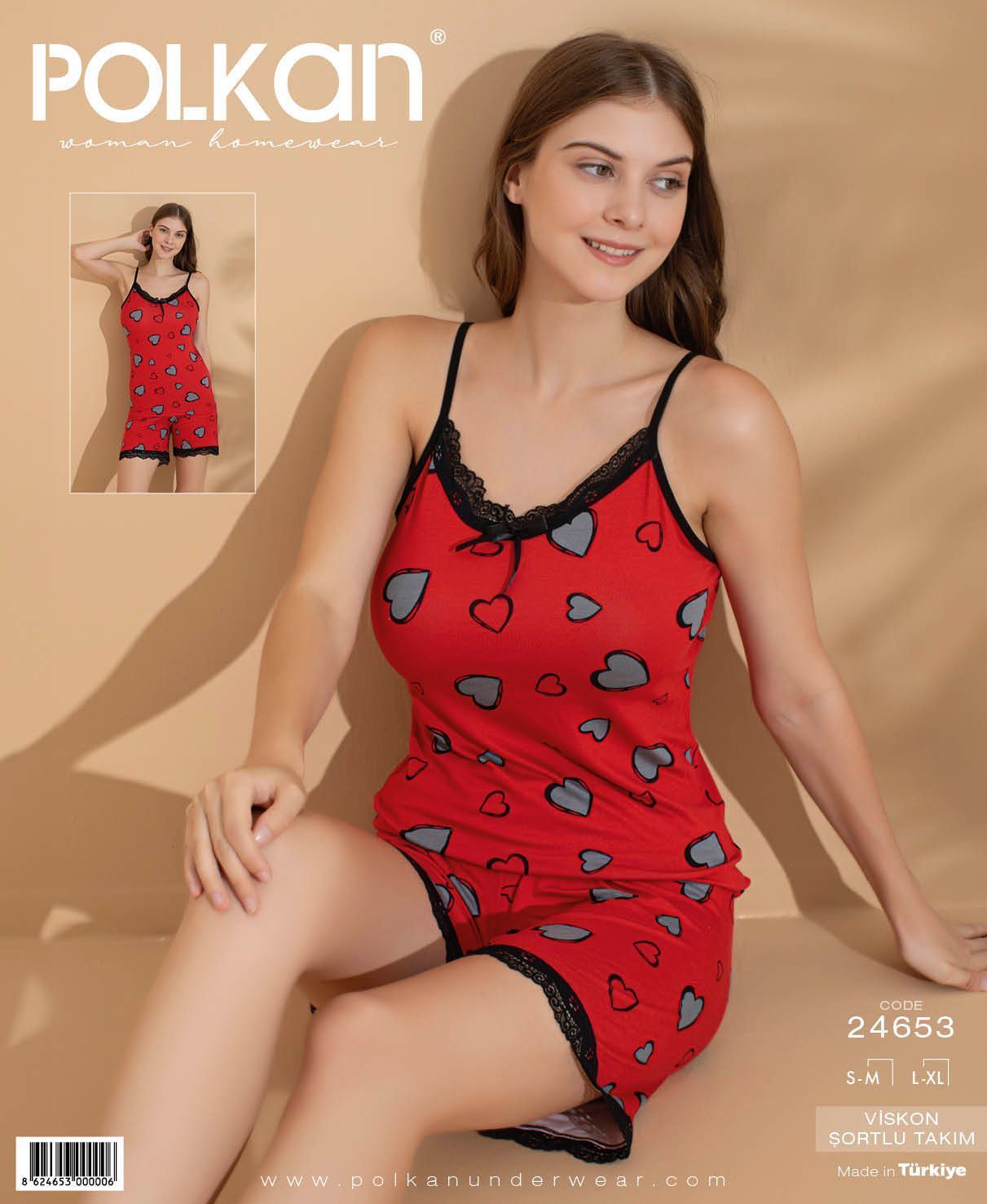 Polkan 24653 Beden (SM-LXL) Viskon Bayan Şortlu Takım 6'lı