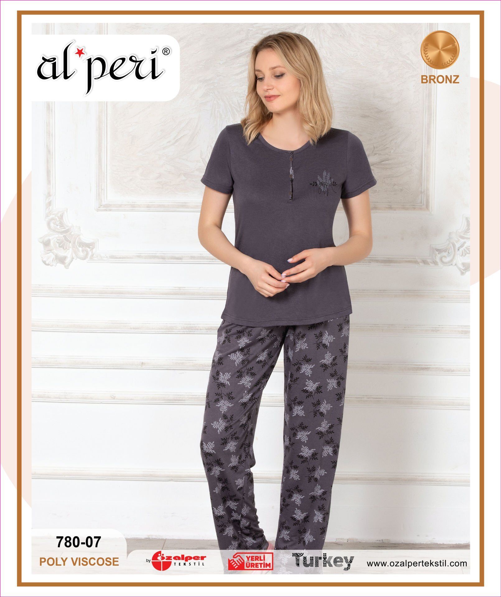 Alperi 780-07 Bayan Kısa Kol Pijama Takım 4'lü