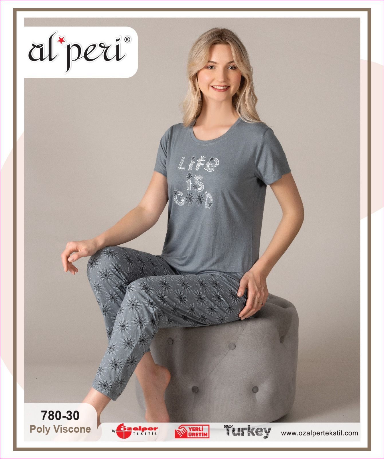 Alperi 780-30 Bayan Kısa Kol Pijama Takım 4'lü