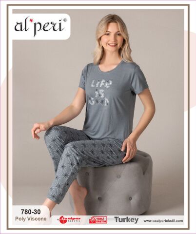 Alperi 780-30 Bayan Kısa Kol Pijama Takım 4'lü