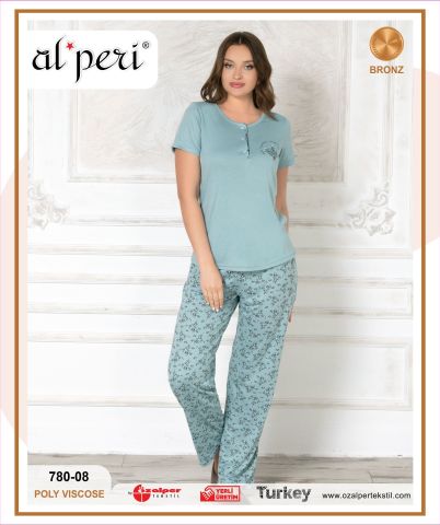 Alperi 780-08 Bayan Kısa Kol Pijama Takım 4'lü