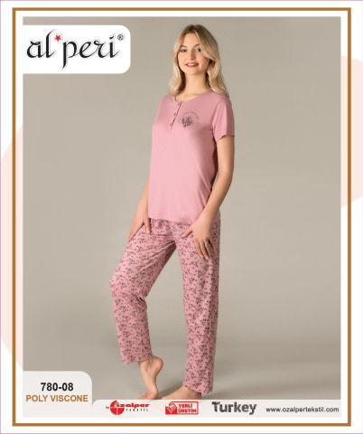 Alperi 780-08 Bayan Kısa Kol Pijama Takım 4'lü