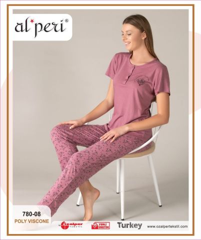Alperi 780-08 Bayan Kısa Kol Pijama Takım 4'lü