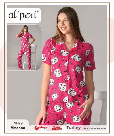 Alperi 78-99 Bayan Kısa Kol Pijama Takım 4'lü