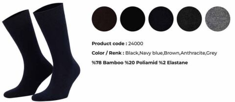 Aytuğ 24000 (41-45) Dikişsiz Erkek Bambu Soket Çorap 12'li
