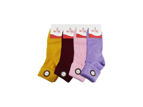 Ru-Be Özel Dikişsiz Kıvrık Bayan Yün Bot Çorabı 12'li