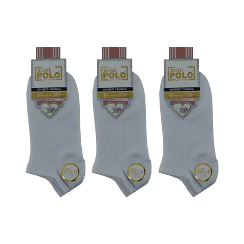 XGRİ POLO B-87-1 (35-40) Yıkamalı Dikişsiz Bayan Penye Patik Çorap 12'li